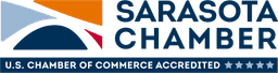 Sarasota Chamber of Commerce logo stating U.S. Chamber of Commerce Accredited with 5 stars