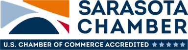 Sarasota Chamber of Commerce logo stating U.S. Chamber of Commerce Accredited with 5 stars
