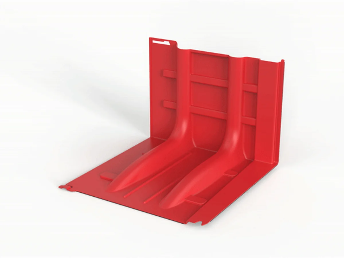Isolated red Garrison Mayim interlocking flood barrier panel