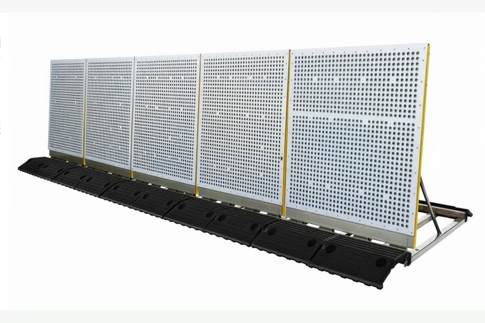 Architectural rendering of the Garrison Oyster self-rising mechanical flood gate in its deployed position