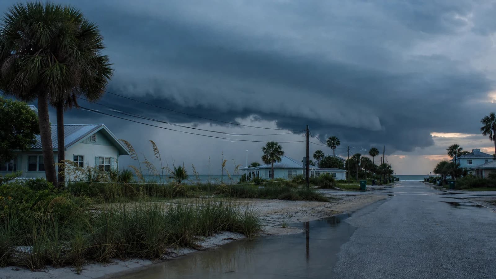 A severe storm approaching homes in Sarasota, Florida A severe storm approaching homes in Sarasota, Florida
